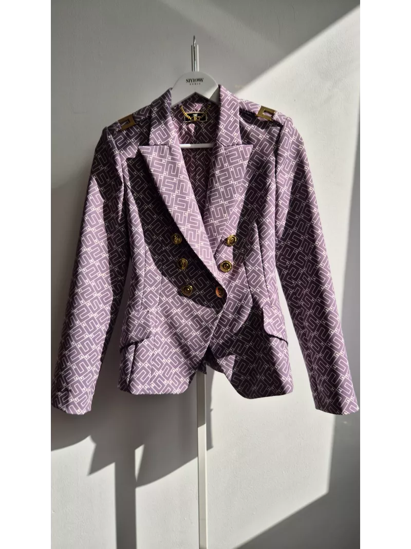 Elisabetta Franchi żakiet liliowy z monogramem EF – Stylowy Komis