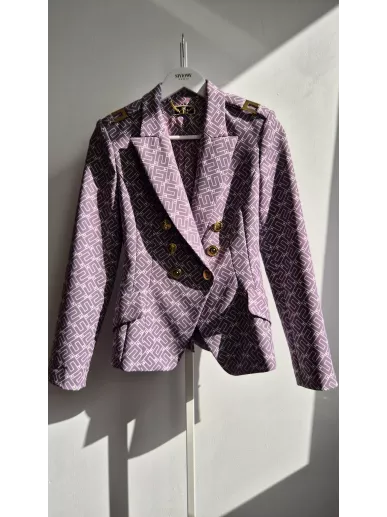 Elisabetta Franchi żakiet liliowy z monogramem EF – Stylowy Komis