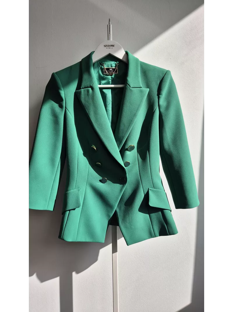 Elisabetta Franchi zielony żakiet dwurzędowy – Stylowy Komis
