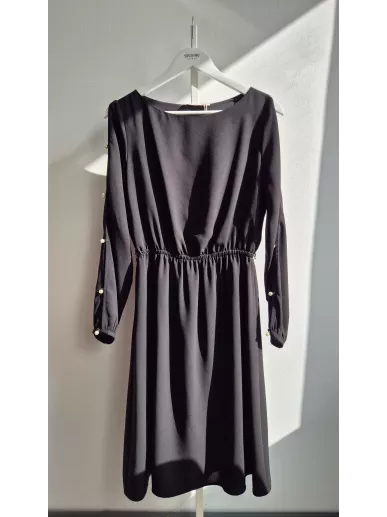 Czarna sukienka midi z perełkami Taranko 36 – Stylowy Komis