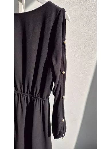 Czarna sukienka midi z perełkami Taranko 36 – Stylowy Komis