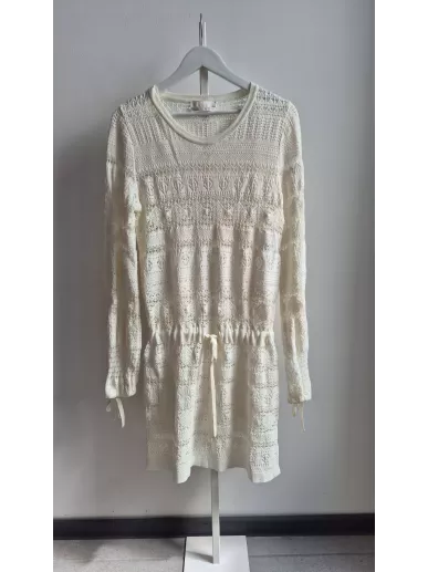 Sukienka ażurowa Chloé ecru z bawełny i jedwabiu M – Stylowy Komis