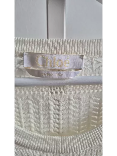 Sukienka ażurowa Chloé ecru z bawełny i jedwabiu M – Stylowy Komis