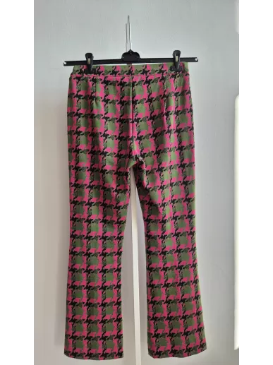 Spodnie Sem Per Lei Made in Italy różowo-zielona pepitka – Stylowy Kom