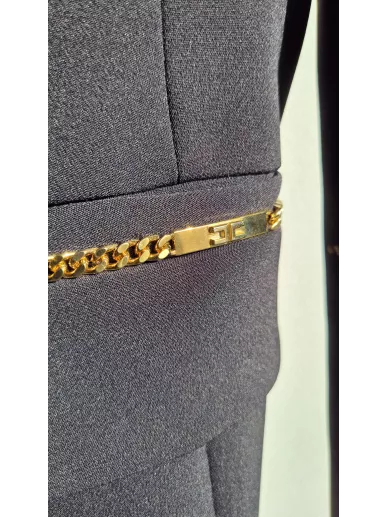 Elisabetta Franchi żakiet czarny ze złotym łańcuszkiem 42 IT – Stylowy