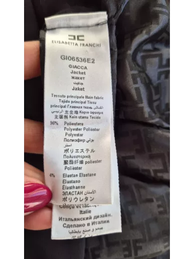 Elisabetta Franchi żakiet czarny ze złotym łańcuszkiem 42 IT – Stylowy