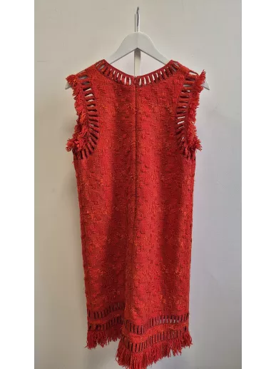 Ermanno Scervino czerwona sukienka z frędzlami Made in Italy