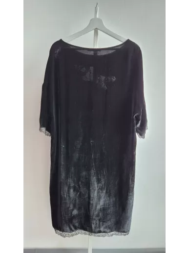 Blumarine czarna welurowa sukienka z koronką Made in Italy