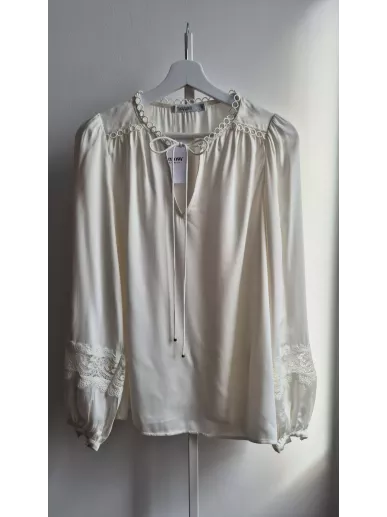 Bluzka Taranko kremowa z koronką | Stylowy Komis