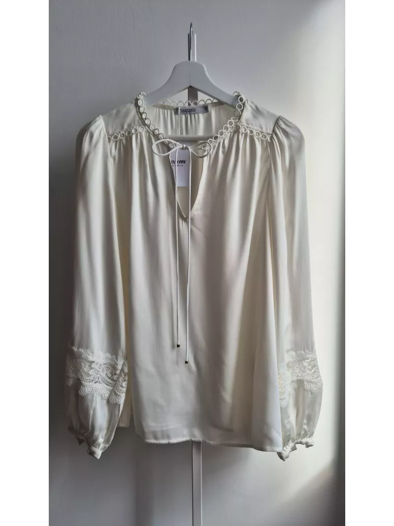 Bluzka Taranko kremowa z koronką | Stylowy Komis