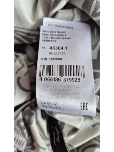 Marc Cain sukienka midi z siateczki w kwiatowy wzór beżowo-czarna N3 |