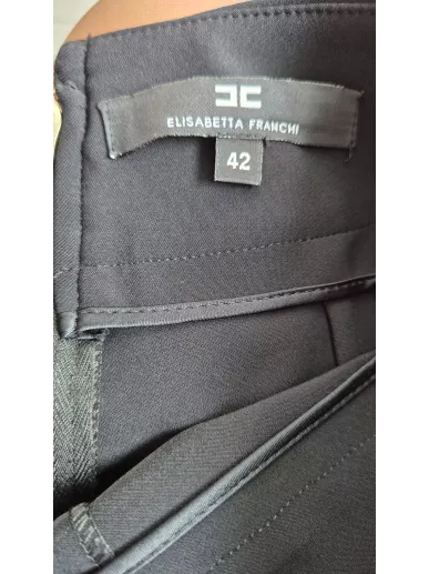 Spodnie Elisabetta Franchi czarne złote zamki r. 42 | Stylowy Komis