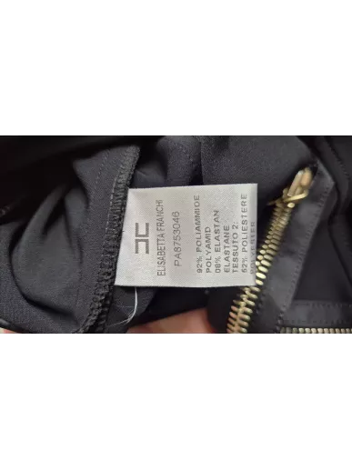 Spodnie Elisabetta Franchi czarne złote zamki r. 42 | Stylowy Komis