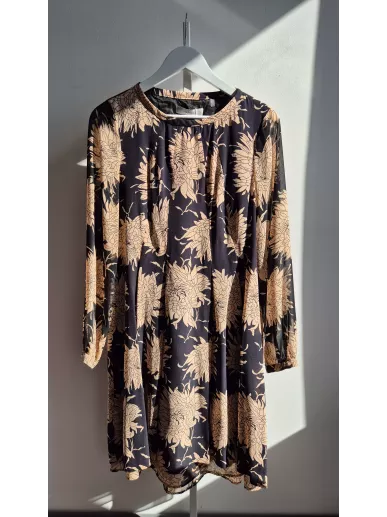 Marella jedwabna sukienka w kwiaty czarno-beżowa 40 – Stylowy Komis