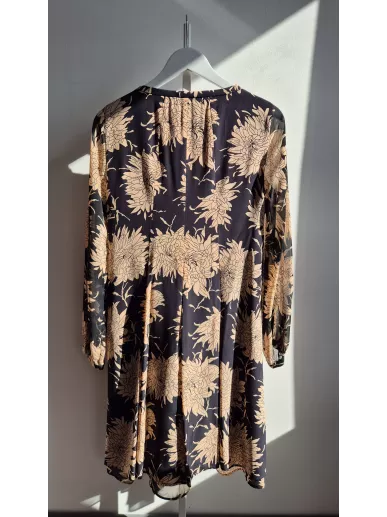 Marella jedwabna sukienka w kwiaty czarno-beżowa 40 – Stylowy Komis