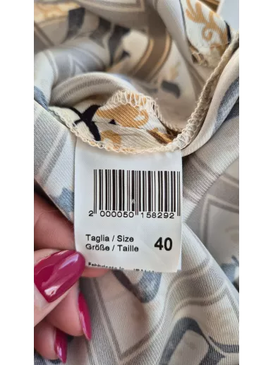 Peserico sukienka wiskoza monogram beżowo-czarna rozmiar 36 – Stylowy