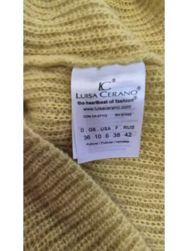 Sweter z moherem Luisa Cerano musztardowy 36 – Stylowy Komis
