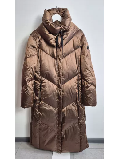 Laurèl puchowy płaszcz brązowy szampan – Stylowy Komis