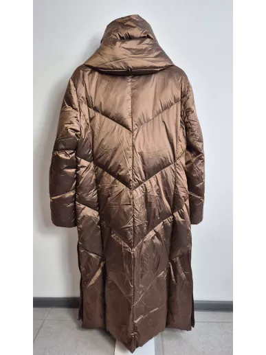 Laurèl puchowy płaszcz brązowy szampan – Stylowy Komis