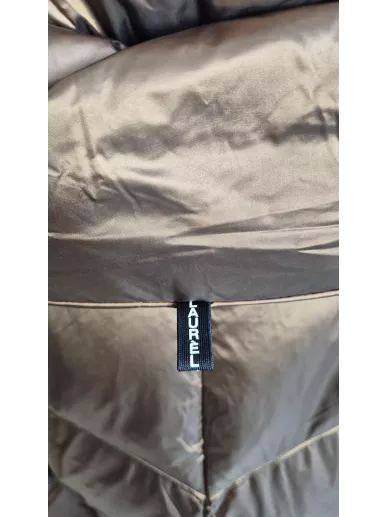 Laurèl puchowy płaszcz brązowy szampan – Stylowy Komis