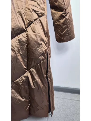 Laurèl puchowy płaszcz brązowy szampan – Stylowy Komis