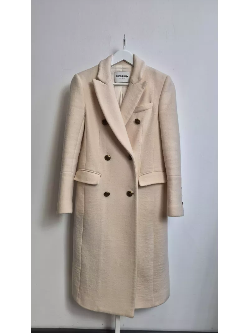 Dondup płaszcz z wełny i kaszmiru ecru – Stylowy Komis