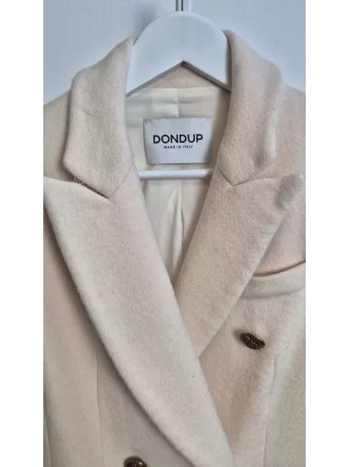 Dondup płaszcz z wełny i kaszmiru ecru – Stylowy Komis