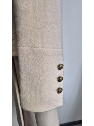 Dondup płaszcz z wełny i kaszmiru ecru – Stylowy Komis