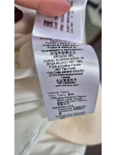 Dondup płaszcz z wełny i kaszmiru ecru – Stylowy Komis