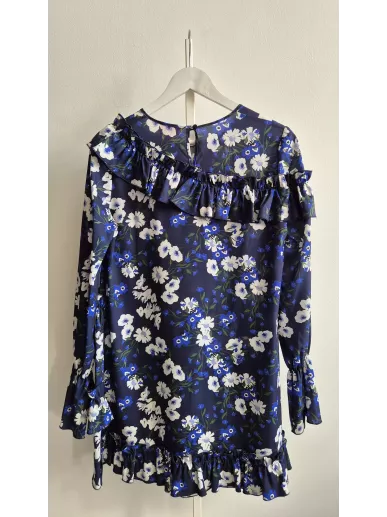 Bizuu Après Midi sukienka w kwiaty falbanki granatowa M