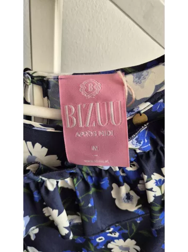 Bizuu Après Midi sukienka w kwiaty falbanki granatowa M