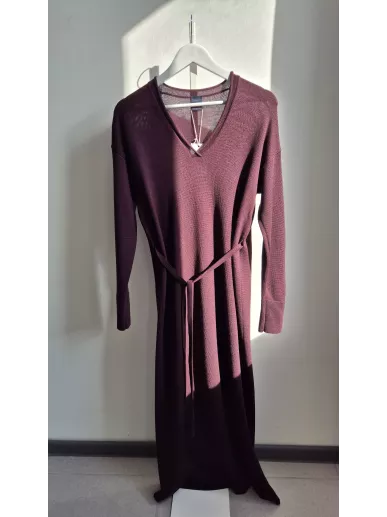 MaxMara Leisure sukienka wełniana burgundowa pure new wool