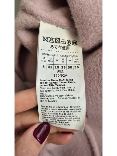 Marella płaszcz nowy z metkami 60% wełna pudrowy róż 42 IT