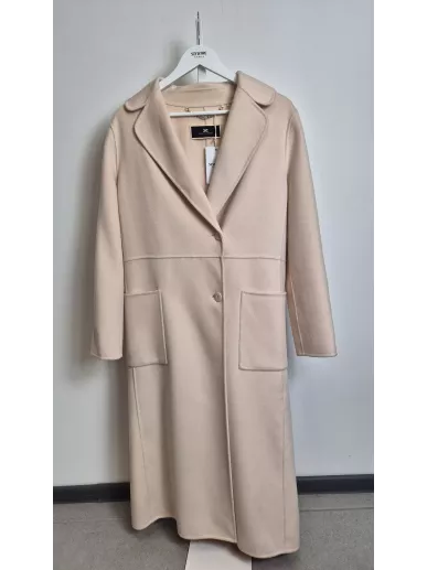 Beżowy płaszcz Elisabetta Franchi wełna kaszmir – Stylowy Komis