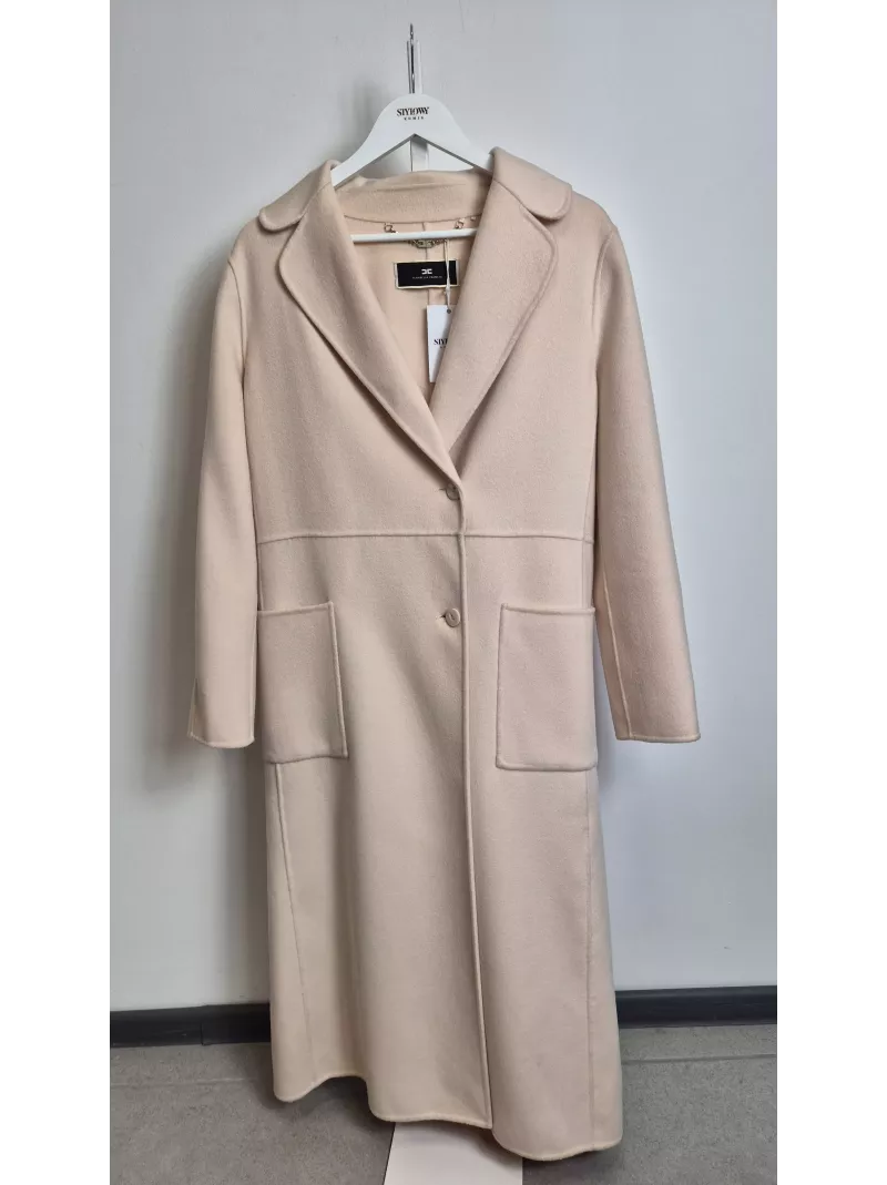 Śmietankowy płaszcz Elisabetta Franchi wełna kaszmir – Stylowy Komis