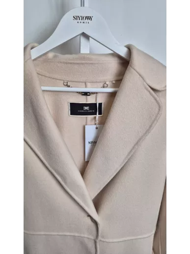 Śmietankowy płaszcz Elisabetta Franchi wełna kaszmir – Stylowy Komis