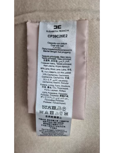 Śmietankowy płaszcz Elisabetta Franchi wełna kaszmir – Stylowy Komis