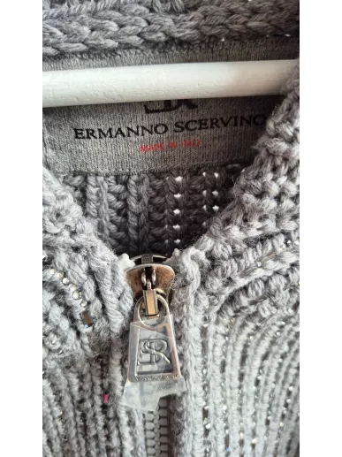 Kurtka bomber Ermanno Scervino z wełny merino z kryształami