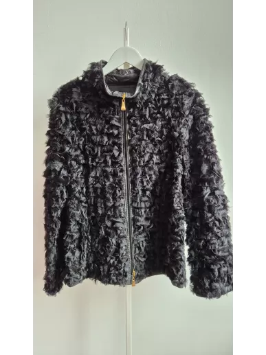 Dwustronne futerko Escada z jagnięcej skóry czarne rozmiar 40