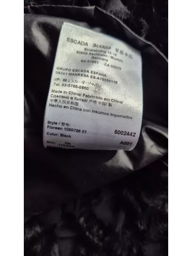 Dwustronne futerko Escada z jagnięcej skóry czarne rozmiar 40