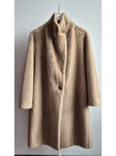 Płaszcz Valentini 1972 karmelowy z imitacji futra rozmiar 40