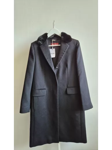 Płaszcz MaxMara z kaszmiru z kołnierzem z norki rozmiar 38PL