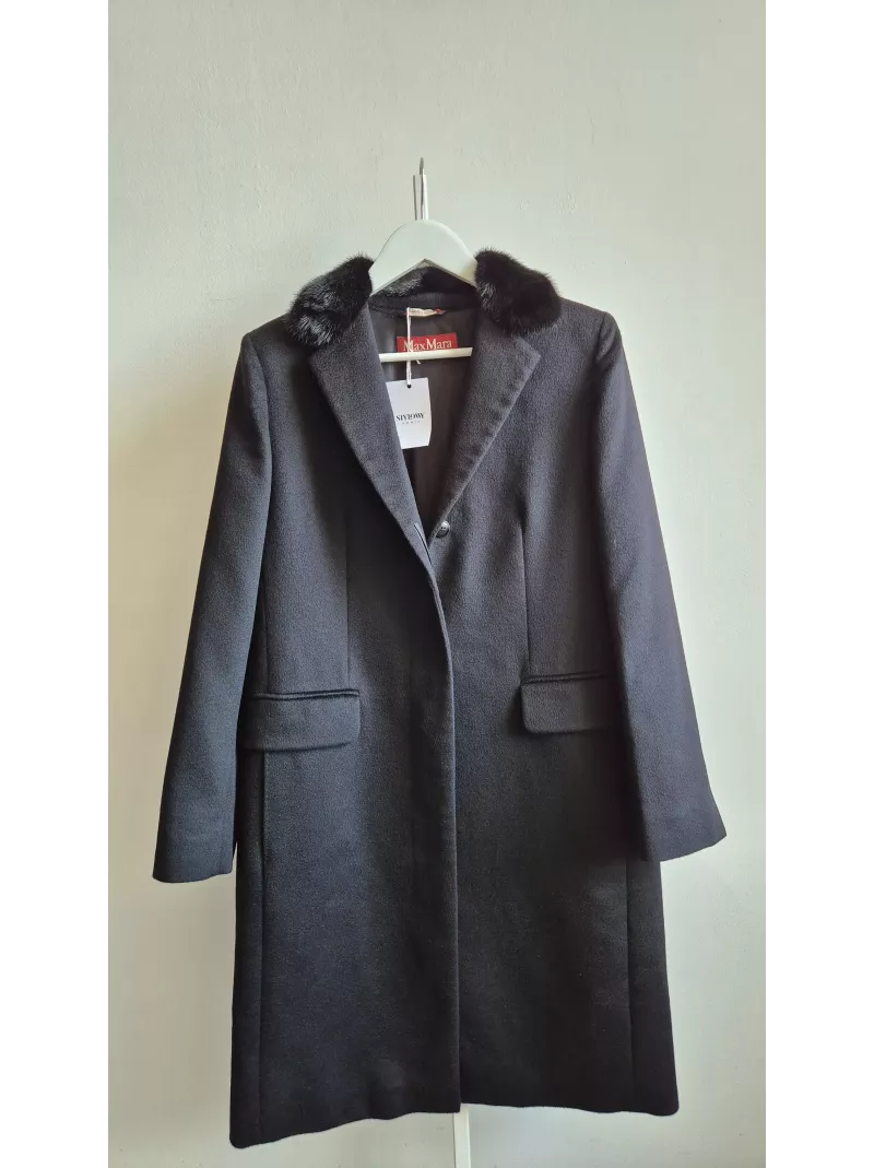 Płaszcz MaxMara z kaszmiru z kołnierzem z norki rozmiar 38PL