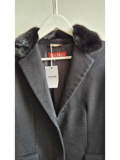 Płaszcz MaxMara z kaszmiru z kołnierzem z norki rozmiar 38PL