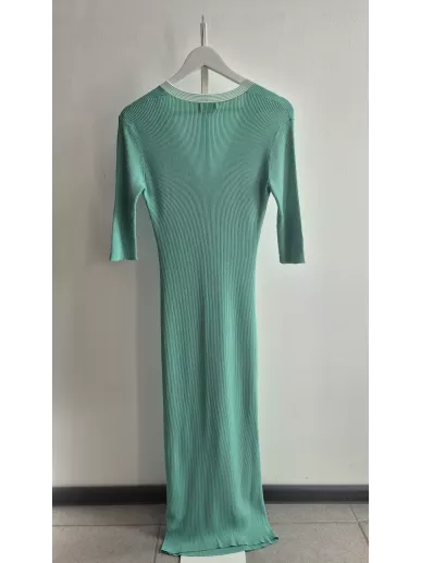 Sukienka dzianinowa Elisabetta Franchi miętowa z guzikami