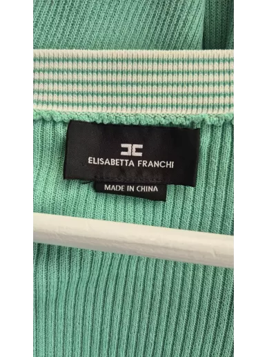 Sukienka dzianinowa Elisabetta Franchi miętowa z guzikami