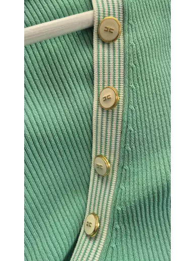 Sukienka dzianinowa Elisabetta Franchi miętowa z guzikami