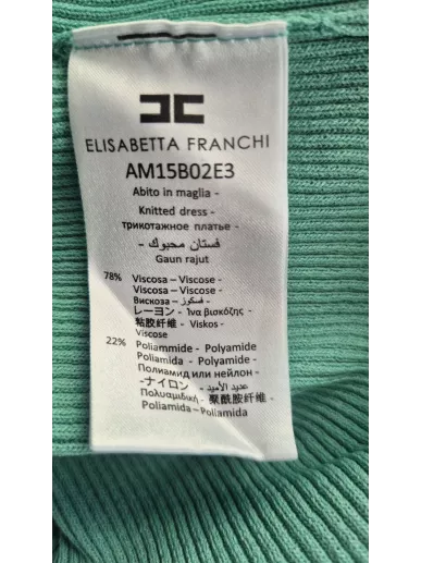 Sukienka dzianinowa Elisabetta Franchi miętowa z guzikami