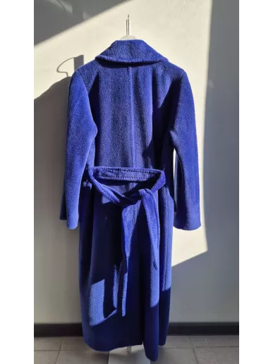 Marella kobaltowy płaszcz z alpaki i wełny z paskiem 40PL