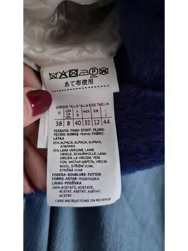 Marella kobaltowy płaszcz z alpaki i wełny z paskiem 40PL